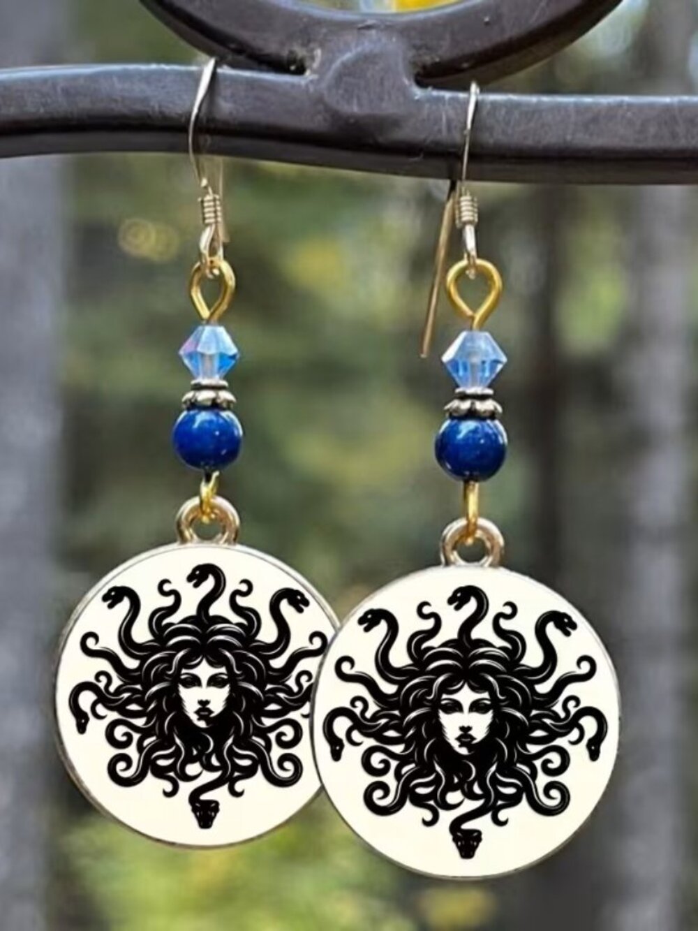 Medusa Snake Earrings Mythical Goddess Dangle Beaded Z2